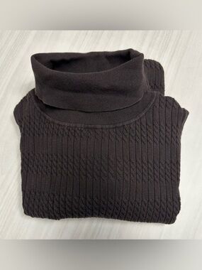 Tommy Hilfiger Women's Dark Brown Cable Turtleneck Sweater